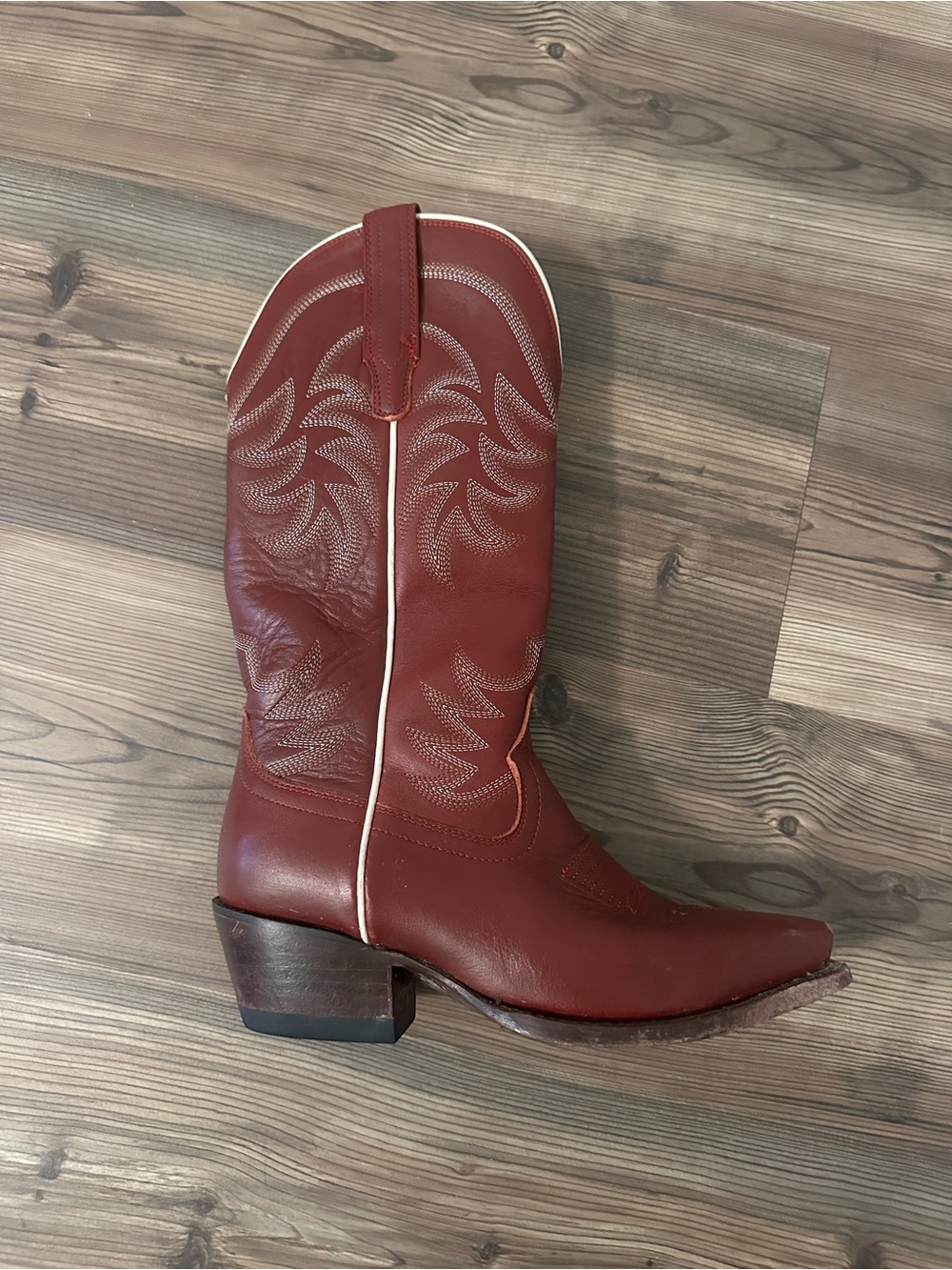 Tecovas The Annie Scarlet Cowhide Women's Red Embroidered Leather Cowgirl Boots - Picture 7 of 16